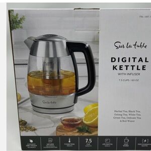 Sur La Table Silver and Black Electric Kettle